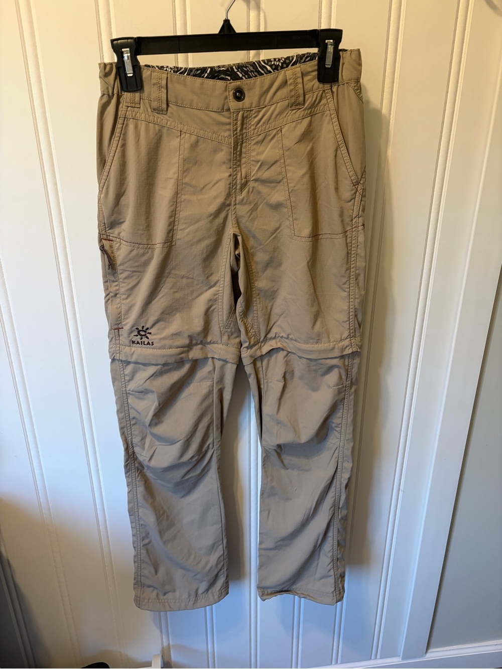 Kailas Convertible Hiking Pants Mens Medium M 30x29 Beige Nylon Zip-Off Shorts